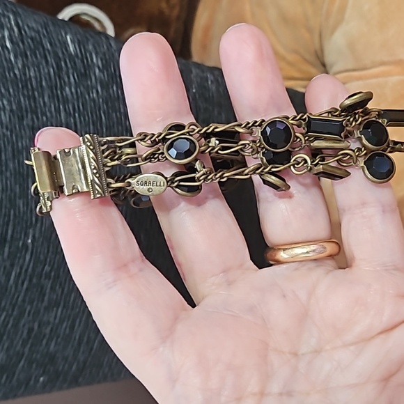 Vintage 1980 Sorrelli choker necklace and bracelet, signed brass base - Picture 4 of 12